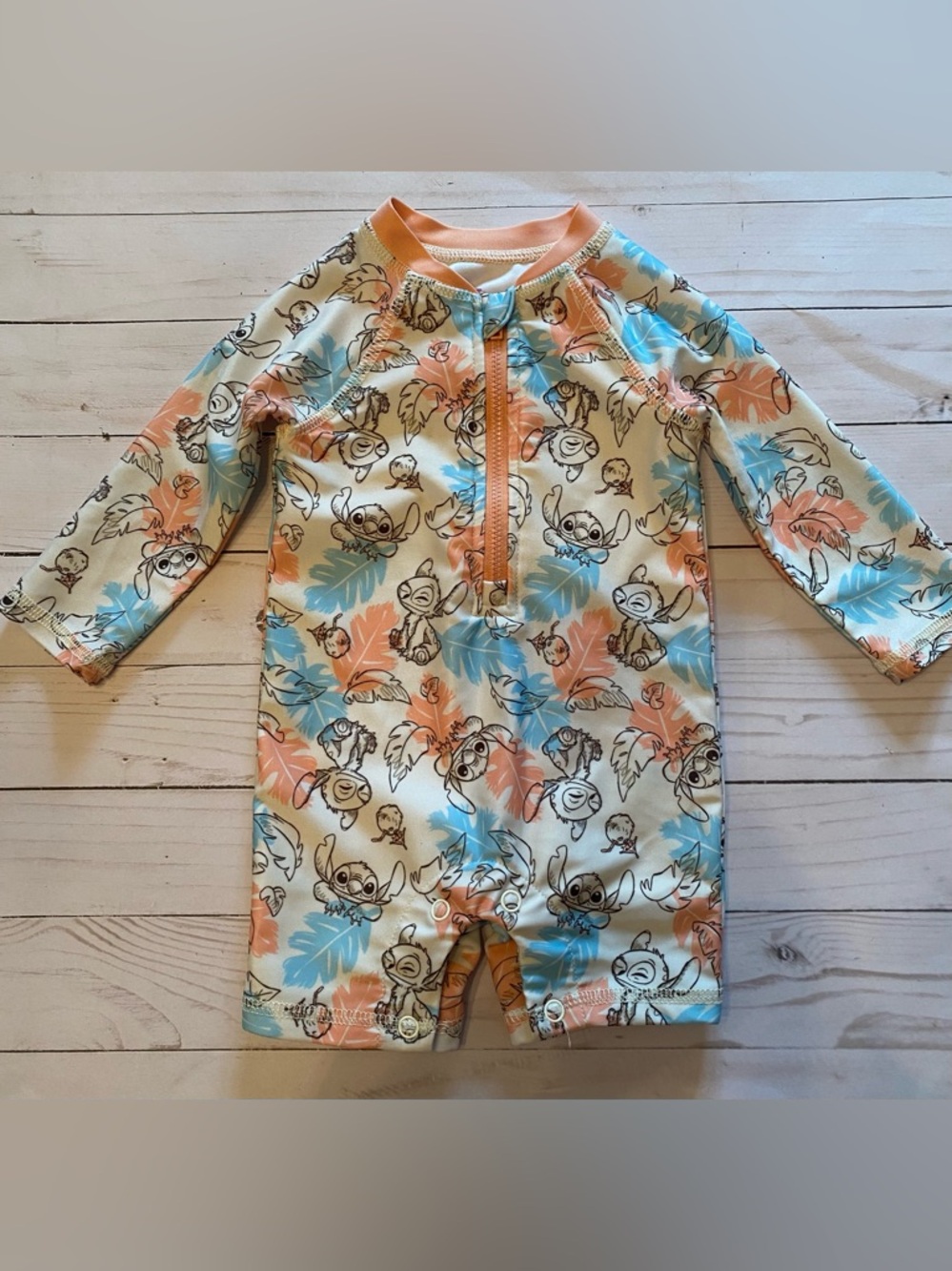 Boys DISNEY Stitch Rashguard romper 6/9month.